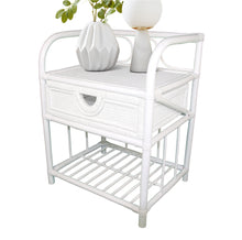 Load image into Gallery viewer, Breeze Suzane Natural Rattan One Drawer Bedside Table Solid White - breezehomeau