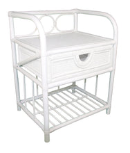 Load image into Gallery viewer, Breeze Suzane Natural Rattan One Drawer Bedside Table Solid White - breezehomeau