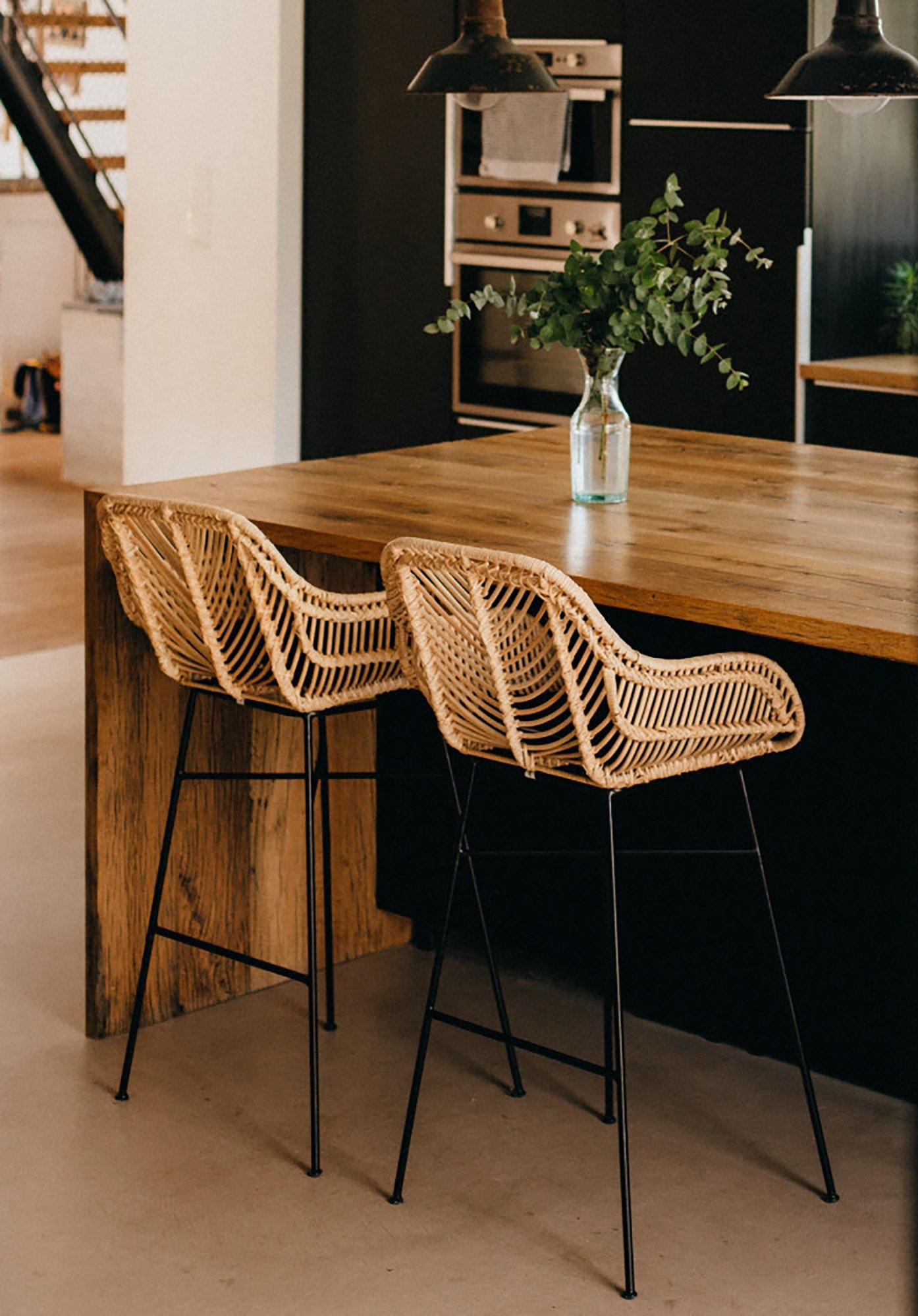 Breeze Komodo Natural Rattan 66cm Counter Stool Set of 2.