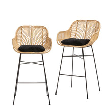 Load image into Gallery viewer, Breeze Komodo Natural Rattan 66cm Counter Stool Set of 2.