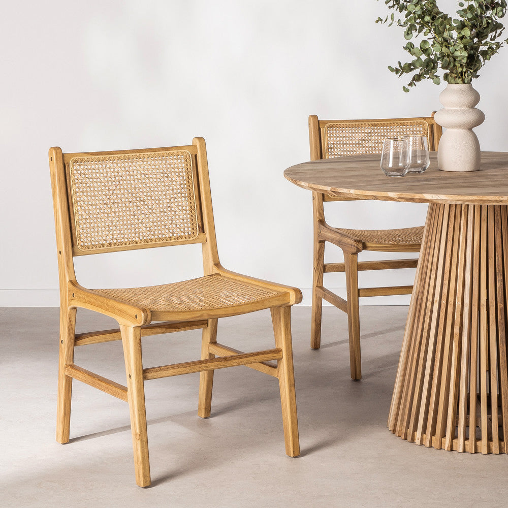 Breeze Djawa Solid Teak and Natural Cane Chair - breezehomeau