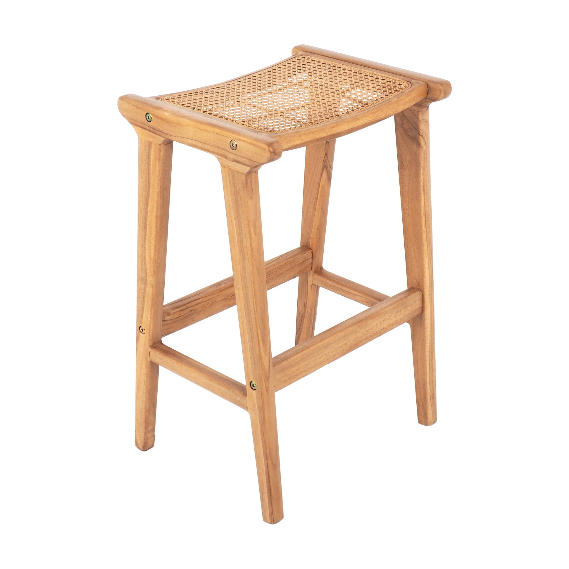 Breeze Djawa Solid Teak and Natural Cane Counter Stool - breezehomeau