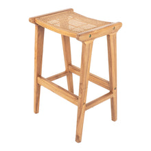 Load image into Gallery viewer, Breeze Djawa Solid Teak and Natural Cane Counter Stool
