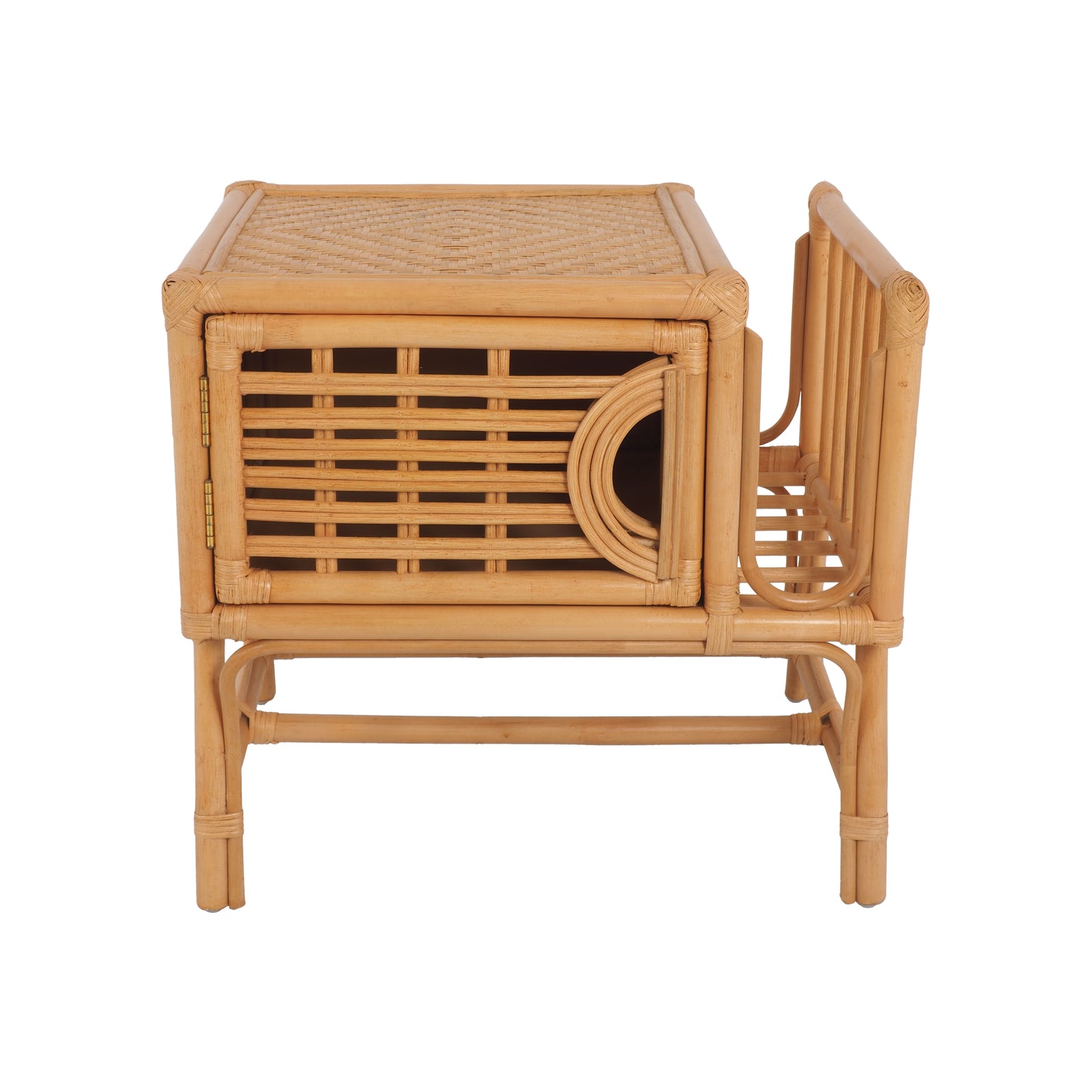 Kalila Natural Rattan Side Table Bedside with Magazine Rack - breezehomeau