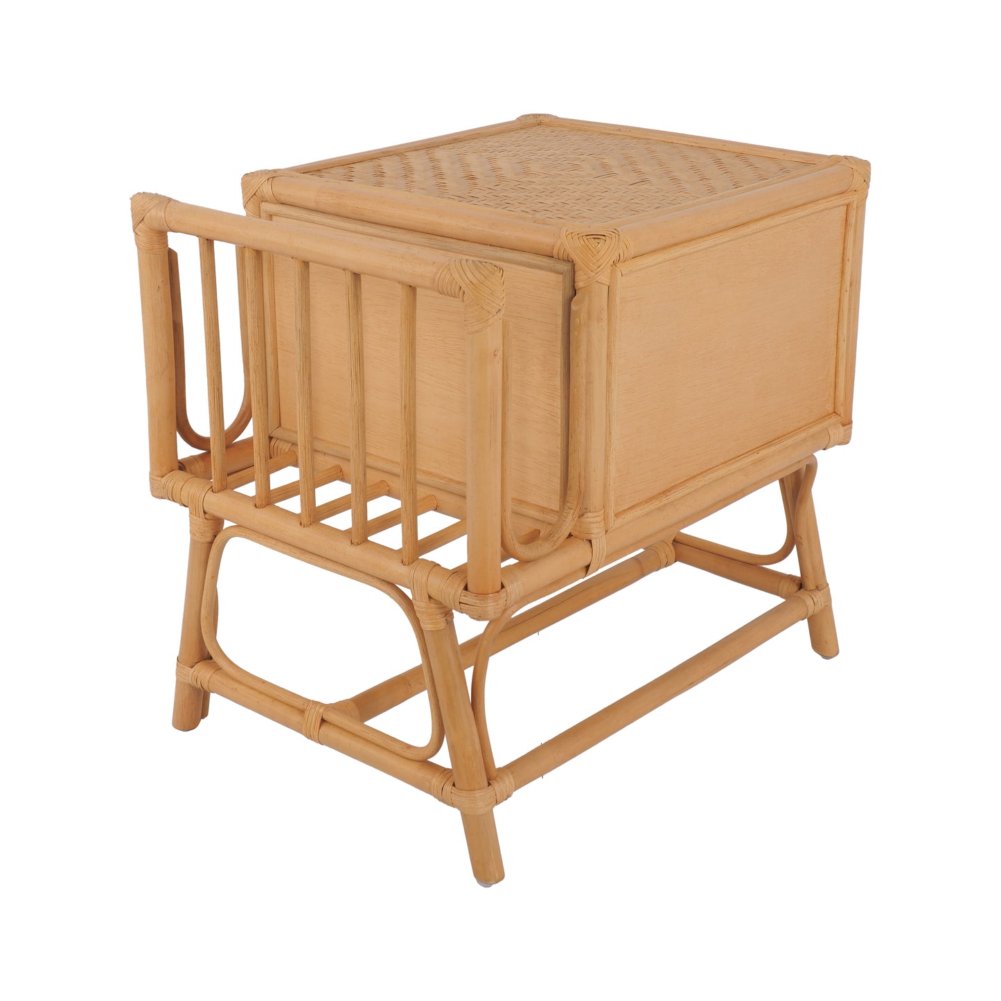 Kalila Natural Rattan Side Table Bedside with Magazine Rack - breezehomeau