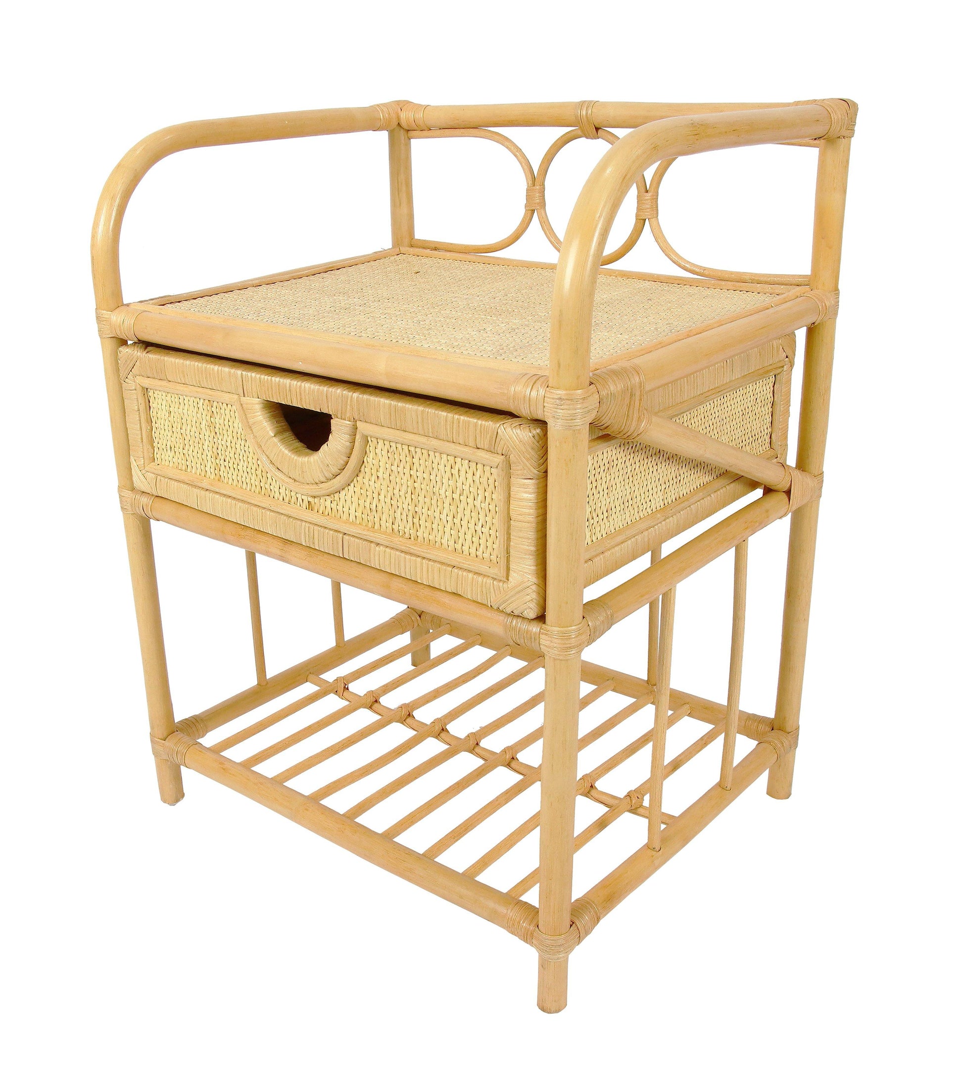 Breeze Suzane Natural Rattan One Drawer Bedside Table.