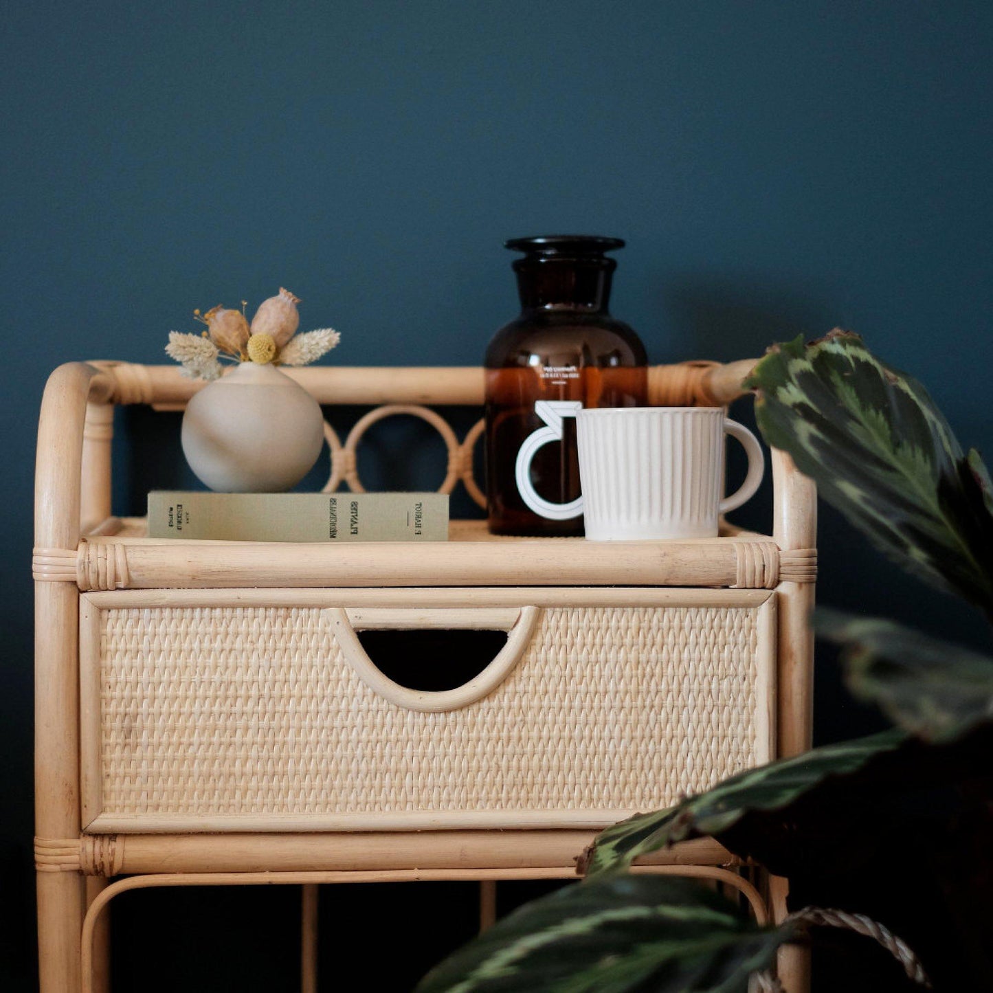 Breeze Suzane Natural Rattan One Drawer Bedside Table.
