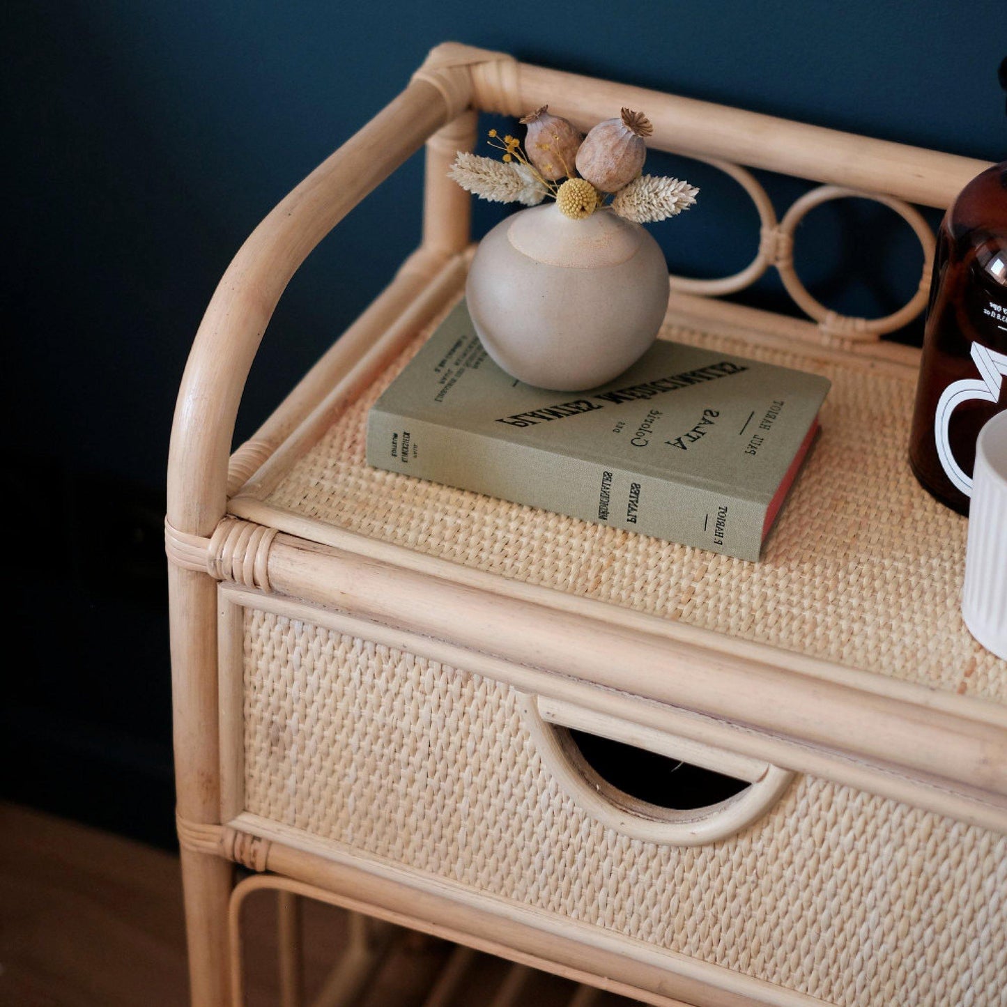 Breeze Suzane Natural Rattan One Drawer Bedside Table.
