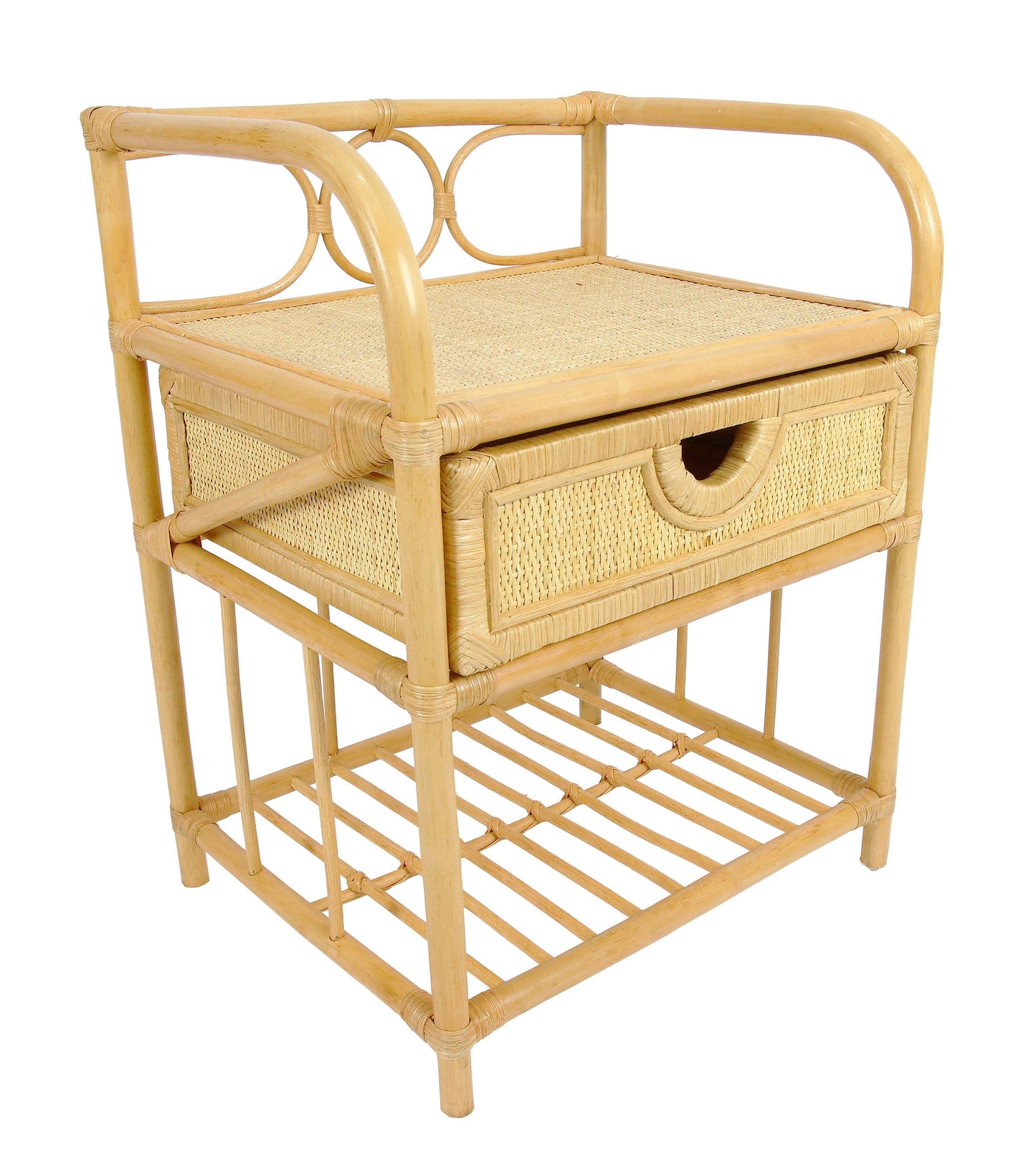 Breeze Suzane Natural Rattan One Drawer Bedside Table.