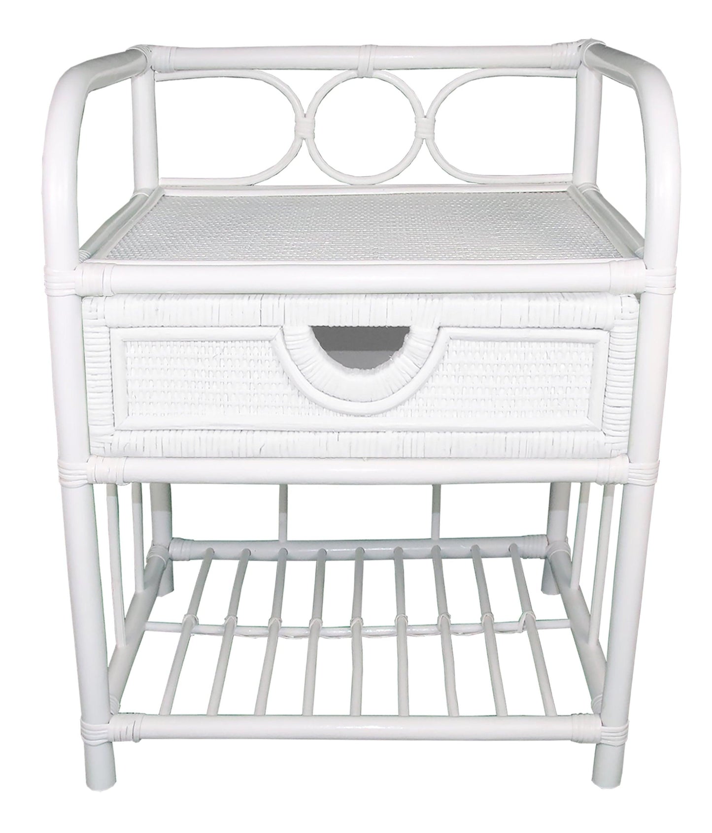 Breeze Suzane Natural Rattan One Drawer Bedside Table Solid White - breezehomeau