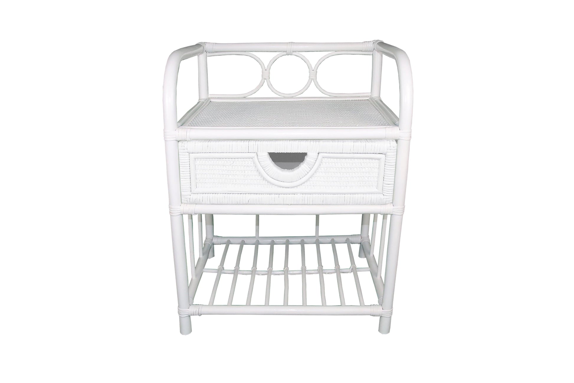 Breeze Suzane Natural Rattan One Drawer Bedside Table Solid White - breezehomeau