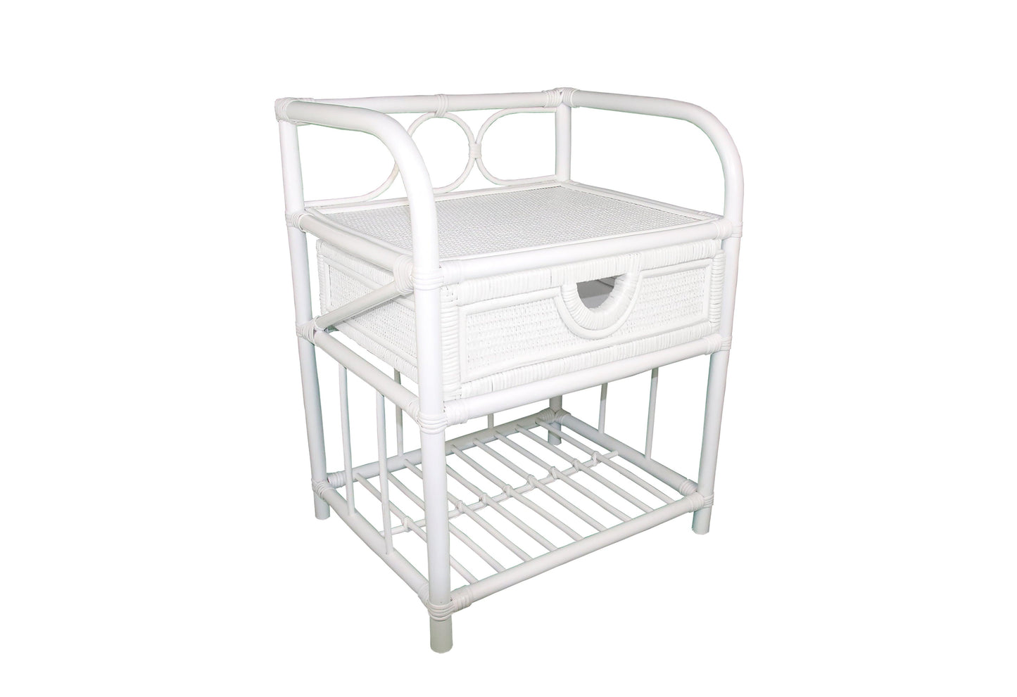 Breeze Suzane Natural Rattan One Drawer Bedside Table Solid White - breezehomeau