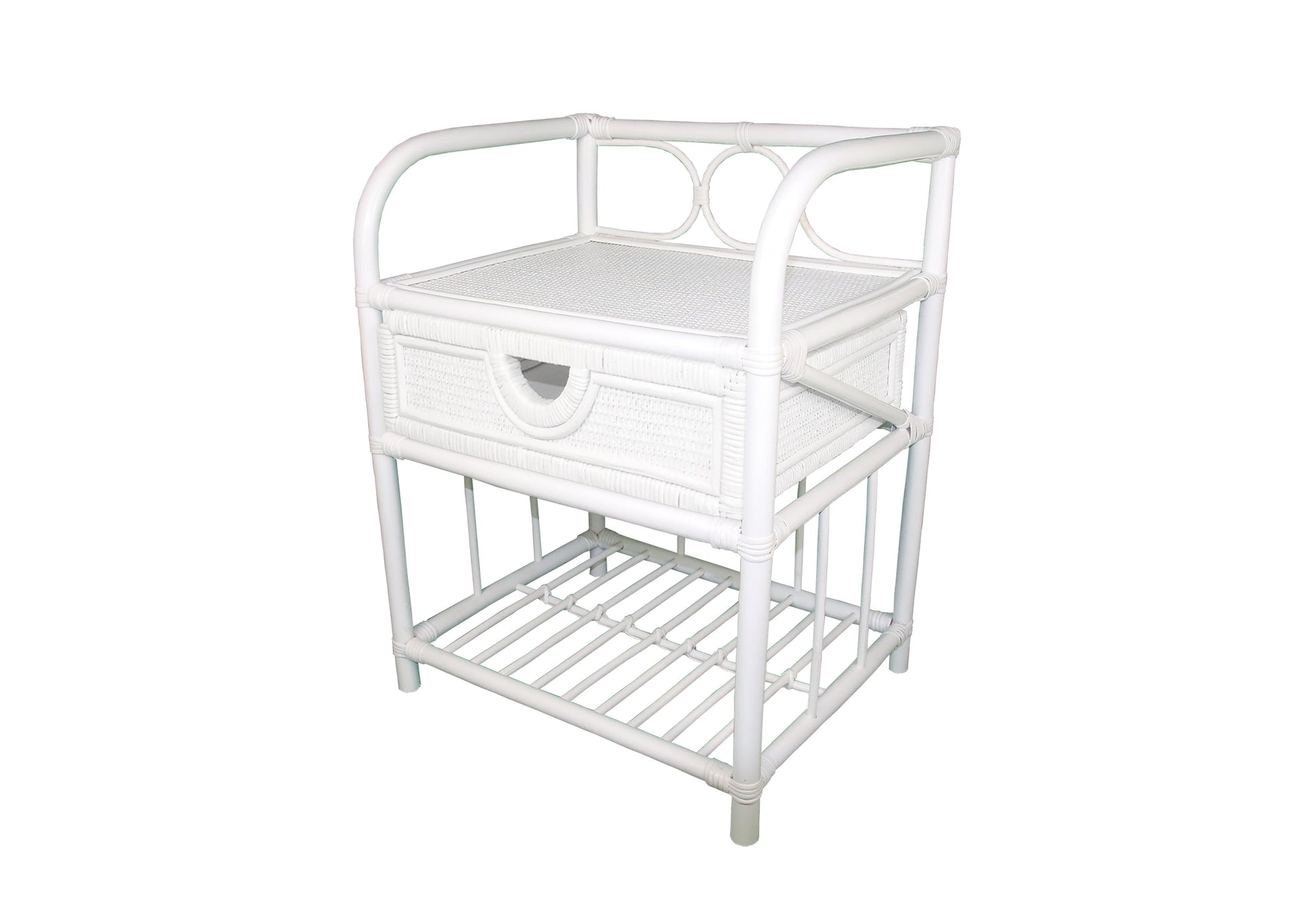 Breeze Suzane Natural Rattan One Drawer Bedside Table Solid White - breezehomeau