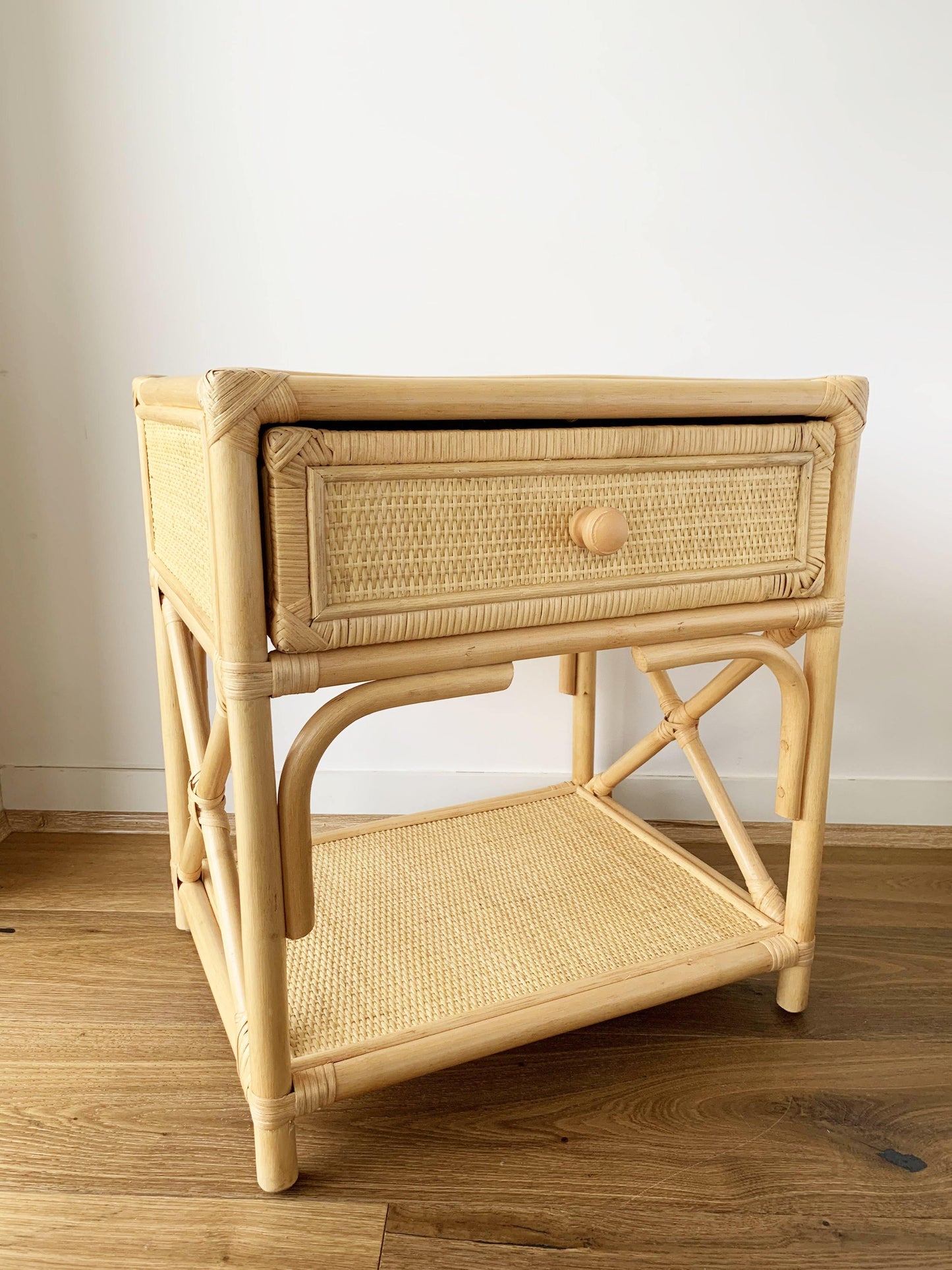 Breeze Flores Natural Rattan One Drawer Bedside Table.