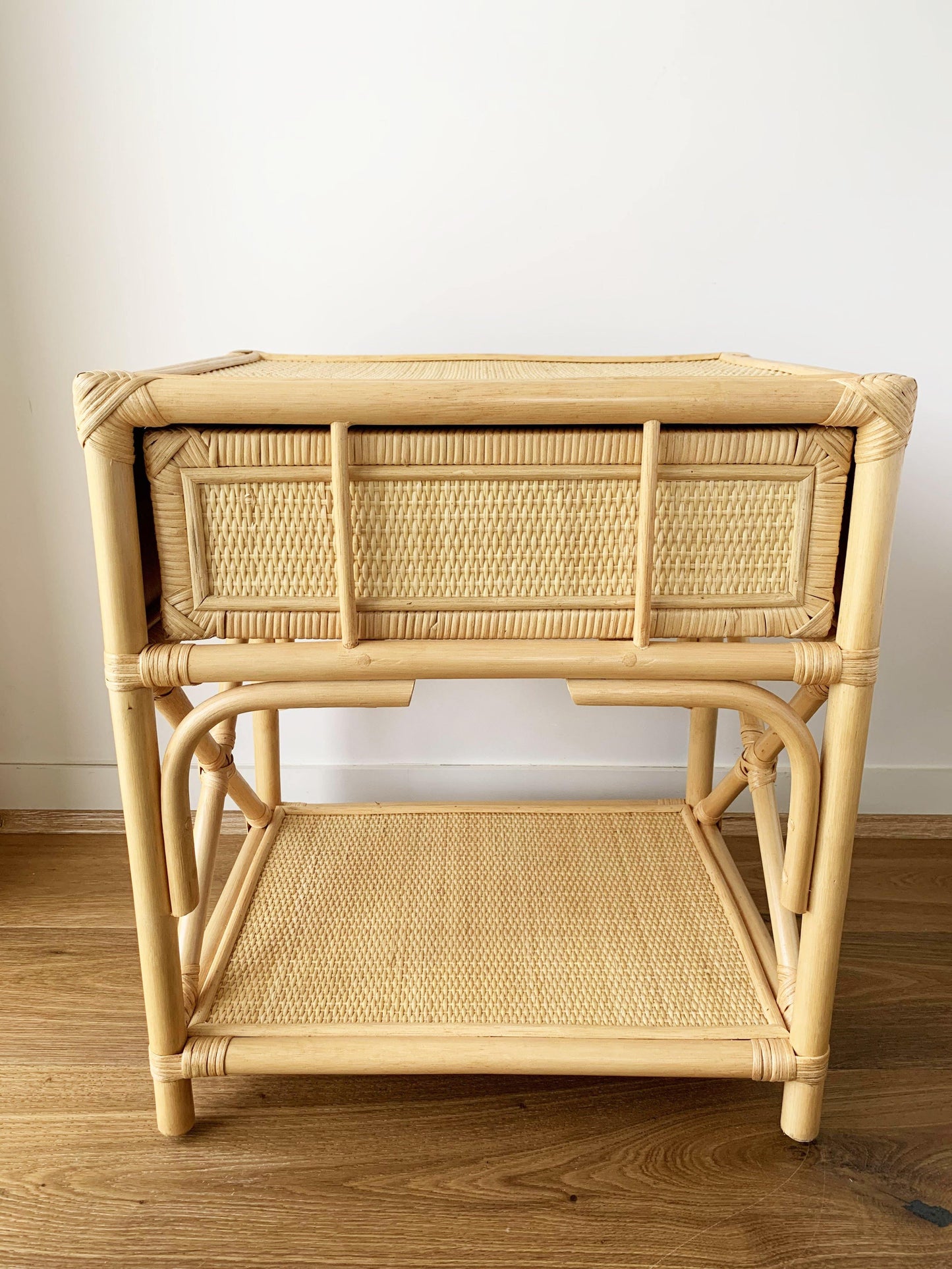 Breeze Flores Natural Rattan One Drawer Bedside Table.