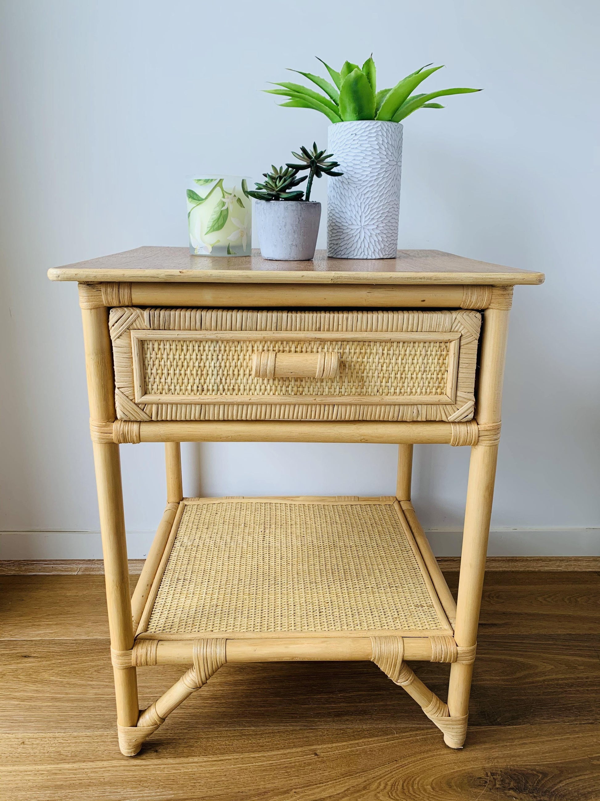 Breeze Lovina Natural Rattan One Drawer Bedside Table.
