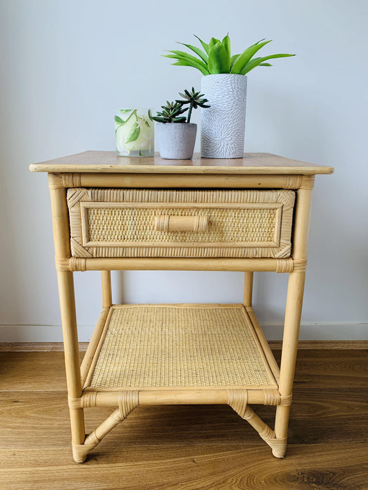 Breeze Lovina Natural Rattan One Drawer Bedside Table.