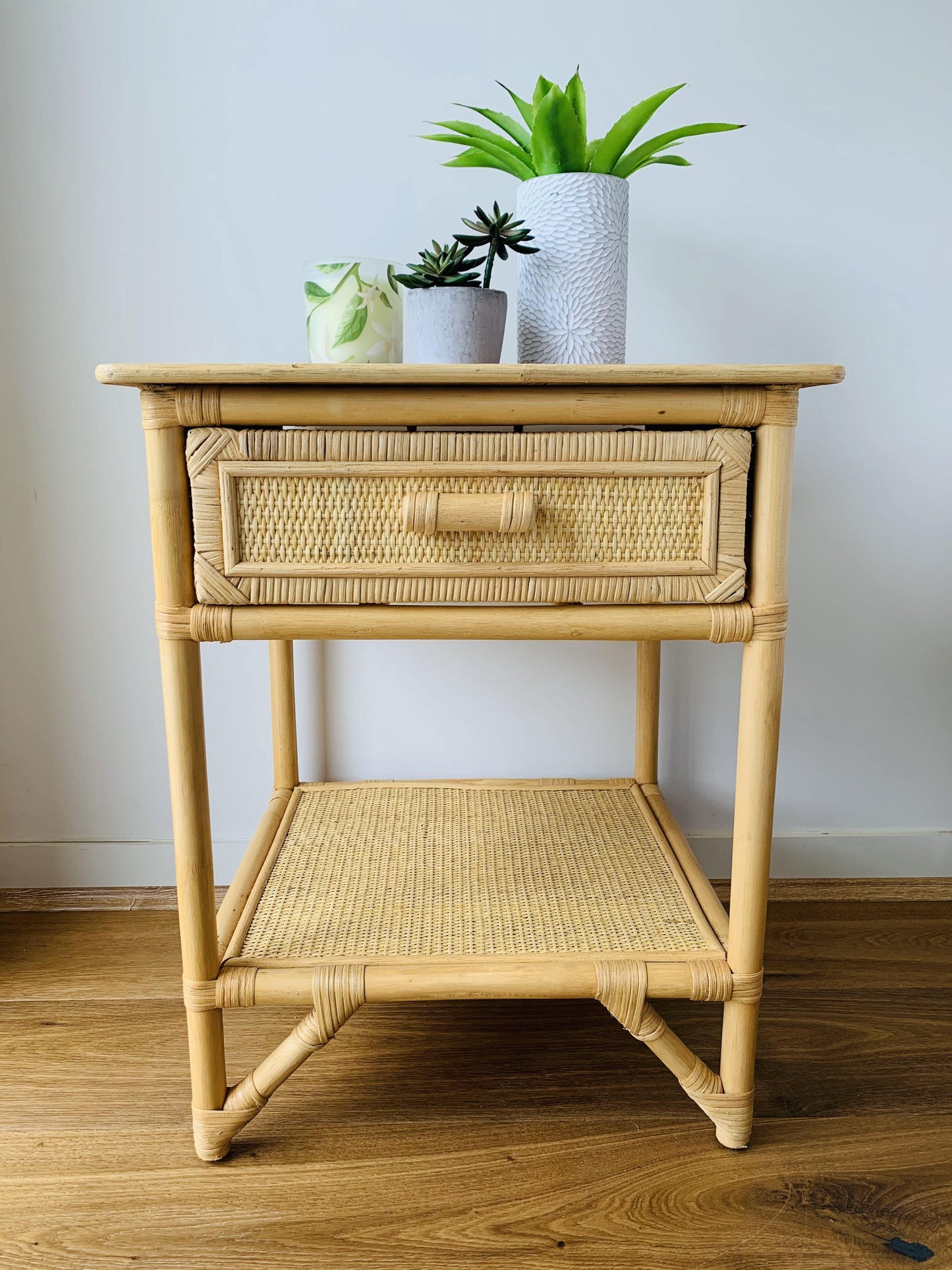 Breeze Lovina Natural Rattan One Drawer Bedside Table.