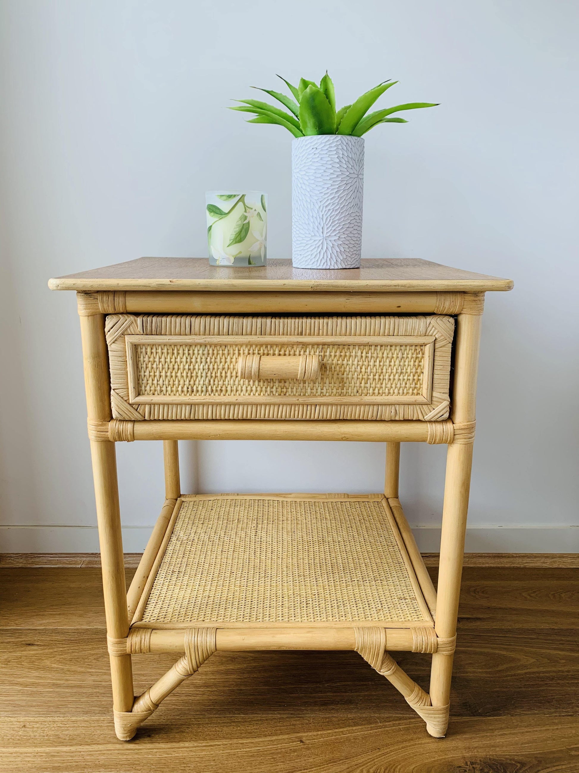 Breeze Lovina Natural Rattan One Drawer Bedside Table.