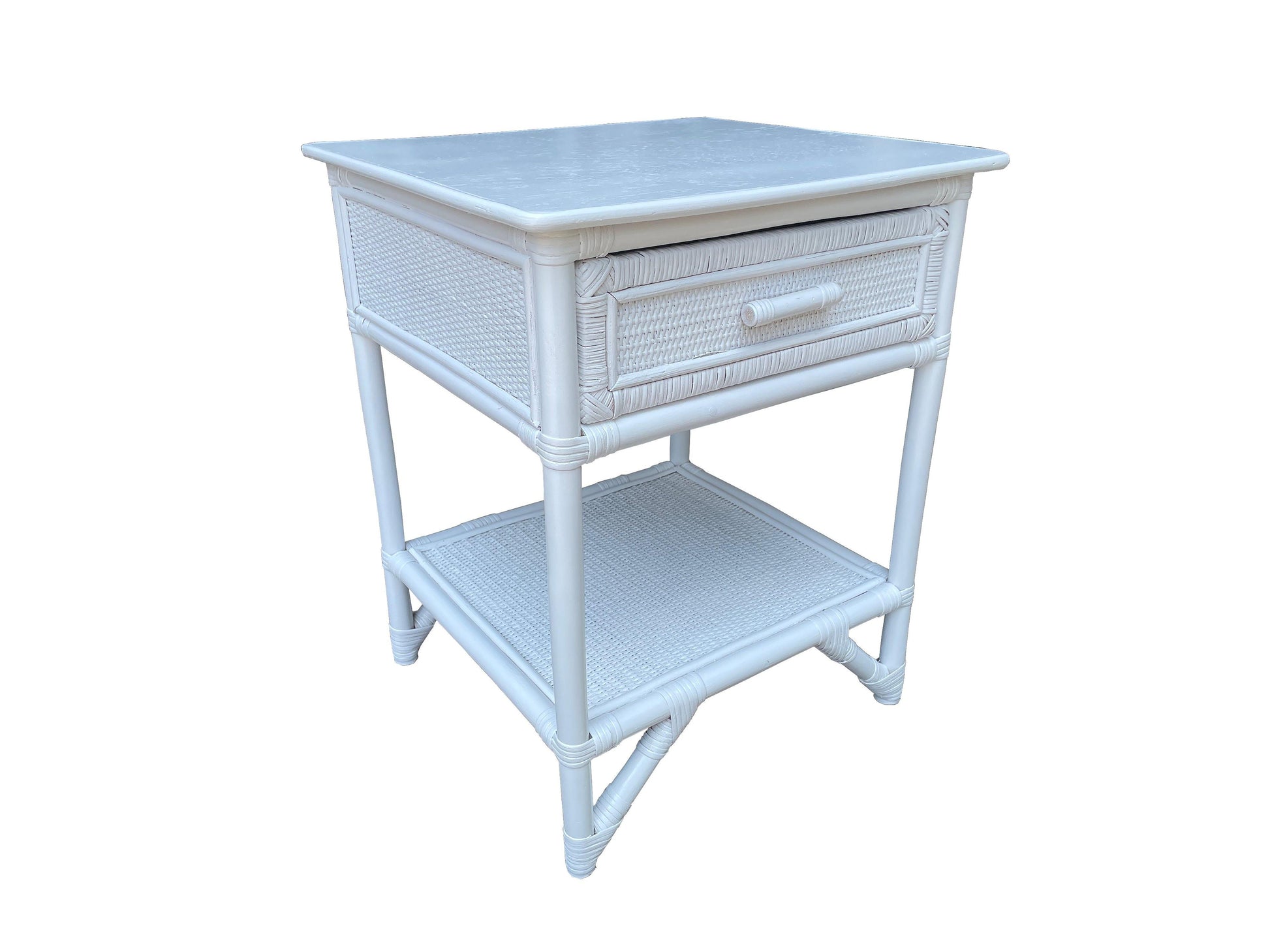 Breeze Lovina Natural Rattan One Drawer Bedside Table - Solid White.
