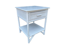 Load image into Gallery viewer, Breeze Lovina Natural Rattan One Drawer Bedside Table - Solid White.
