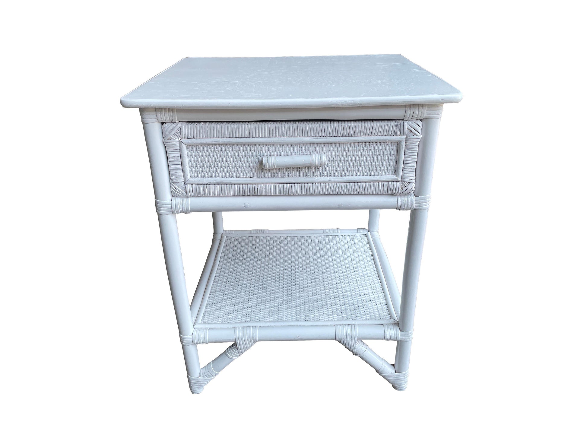 Breeze Lovina Natural Rattan One Drawer Bedside Table - Solid White.