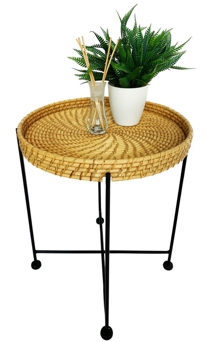 Breeze Borneo Natural Rattan Tray Top Side Table Bedside.