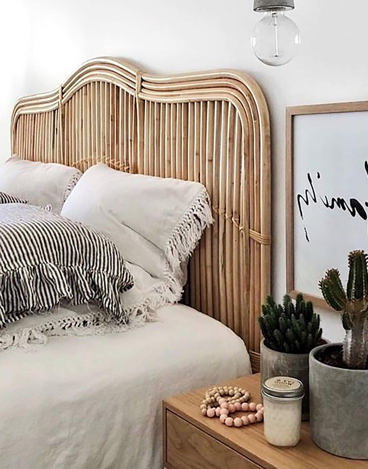 Breeze Athens Queen Size Natural Rattan Headboard Bedhead.