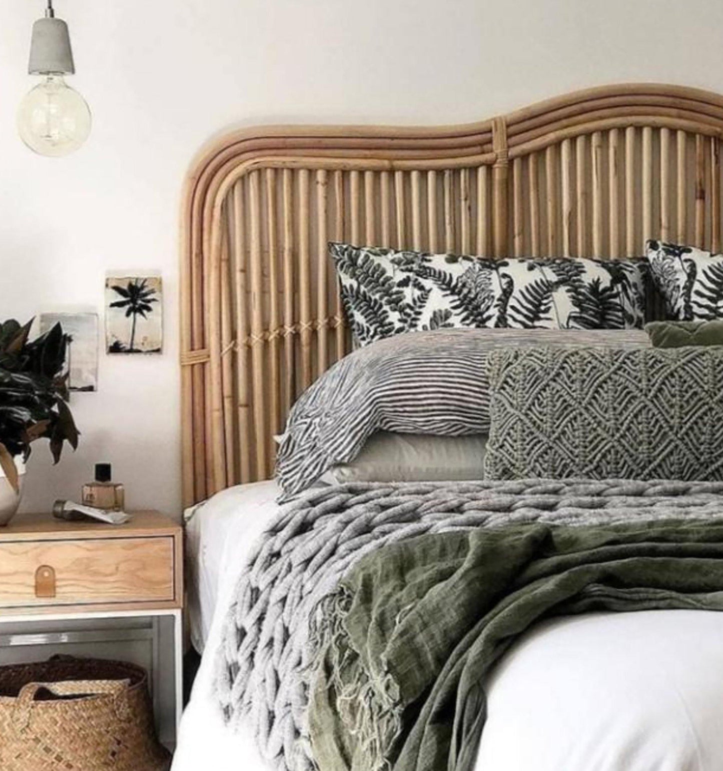 Breeze Athens Queen Size Natural Rattan Headboard Bedhead.