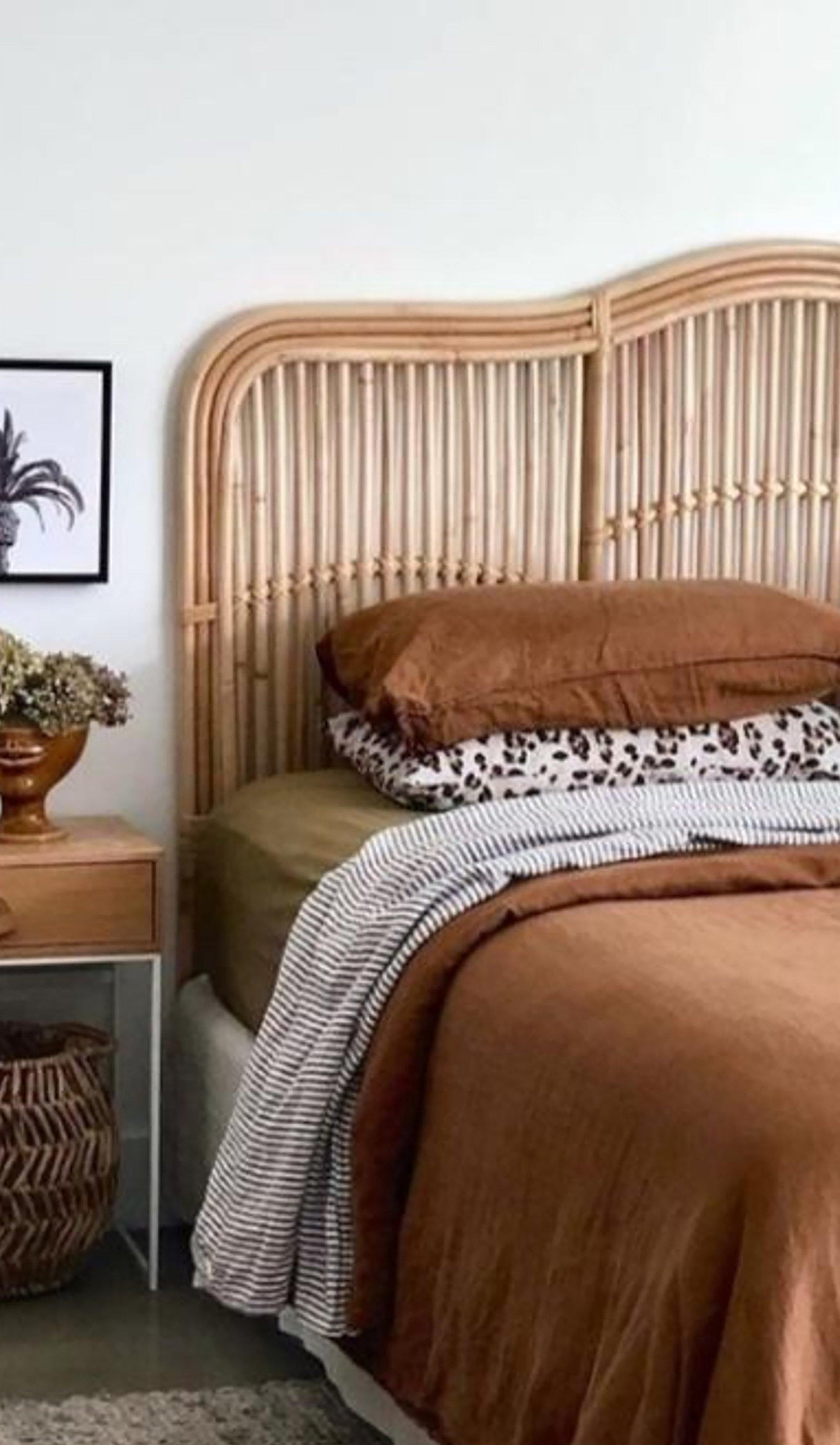 Breeze Athens Queen Size Natural Rattan Headboard Bedhead.
