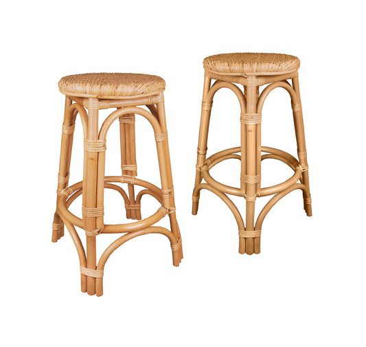 Breeze Nyang Natural Rattan 66cm Counter Stool Set of 2 - breezehomeau