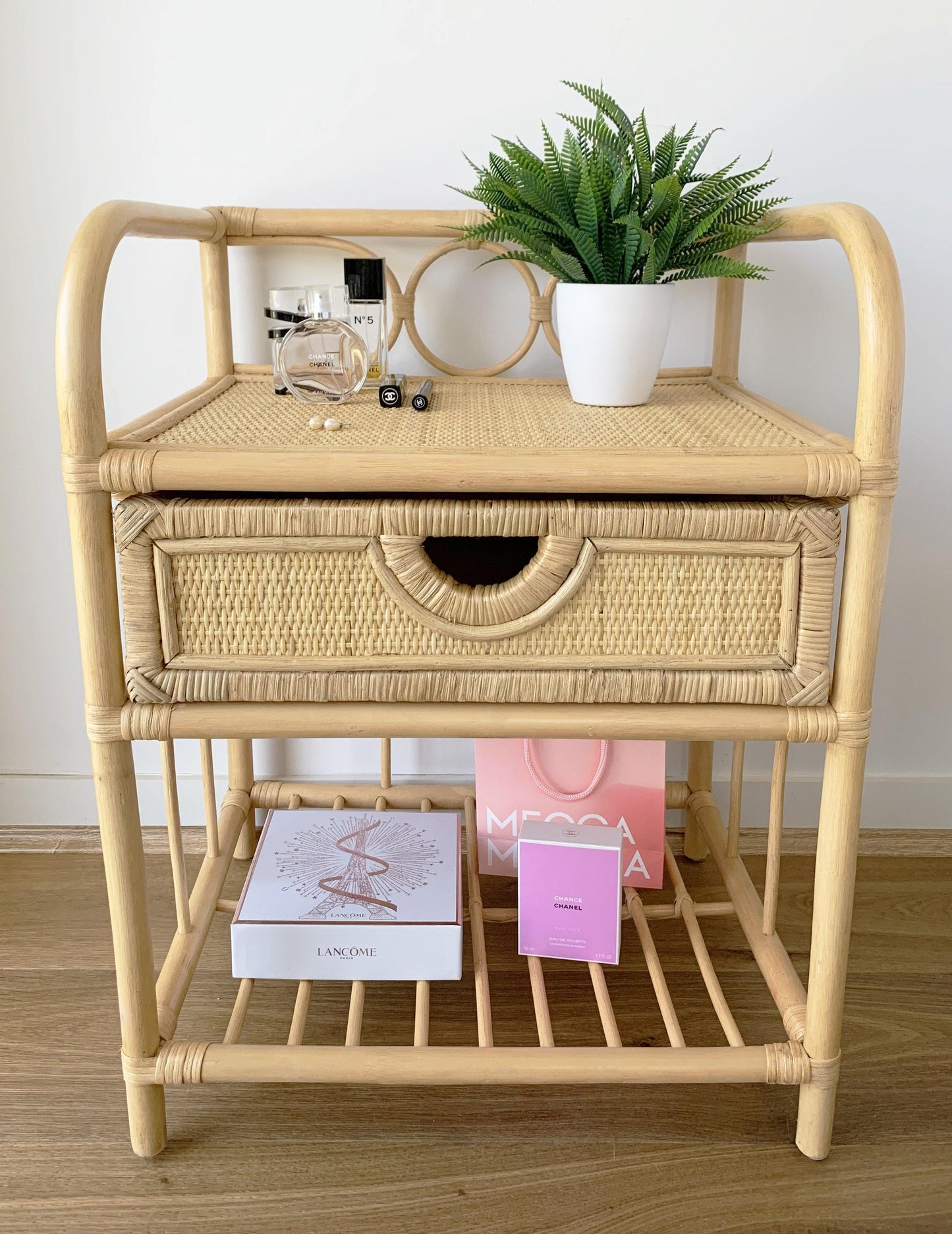 Breeze Suzane Natural Rattan One Drawer Bedside Table.