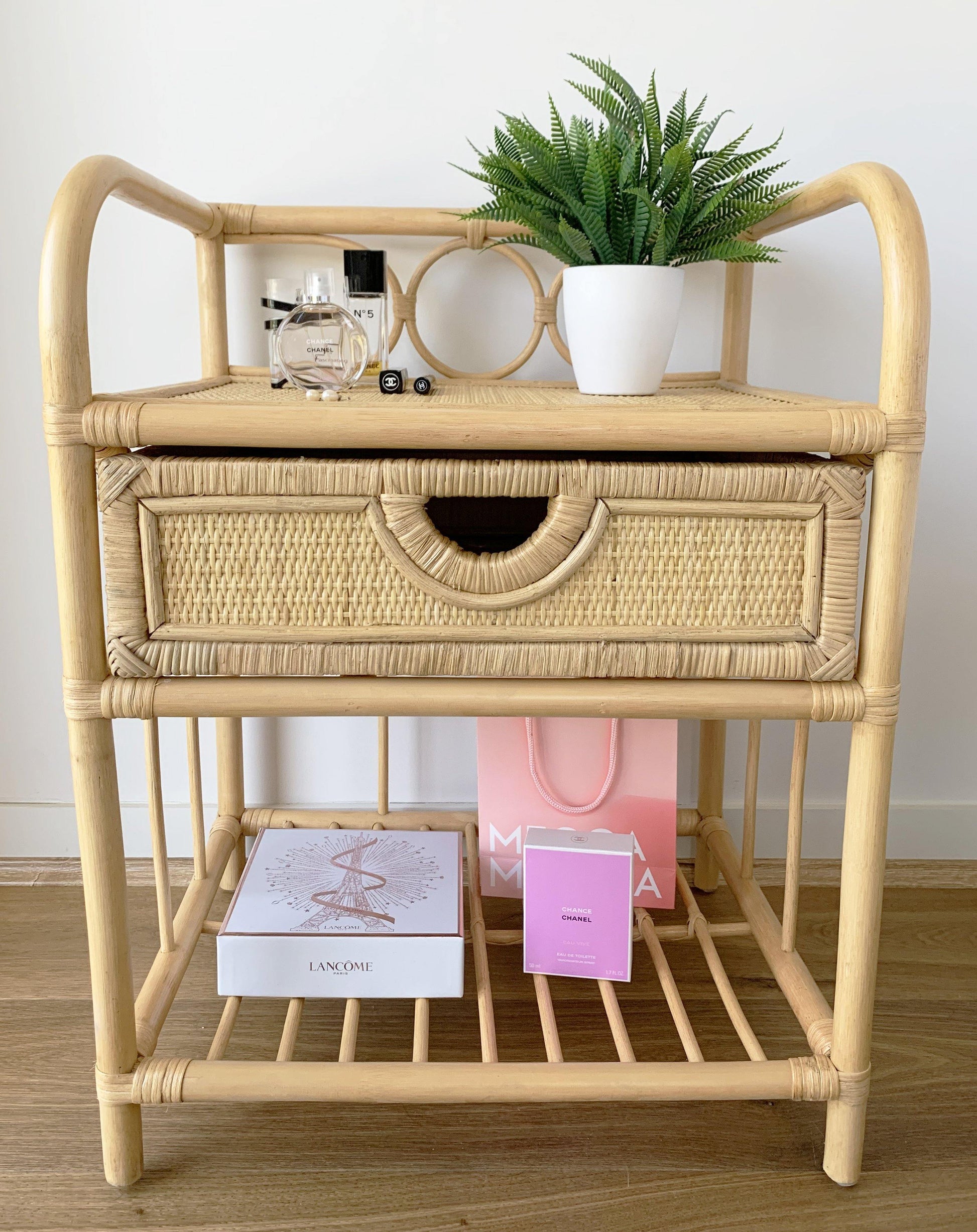 Breeze Suzane Natural Rattan One Drawer Bedside Table.
