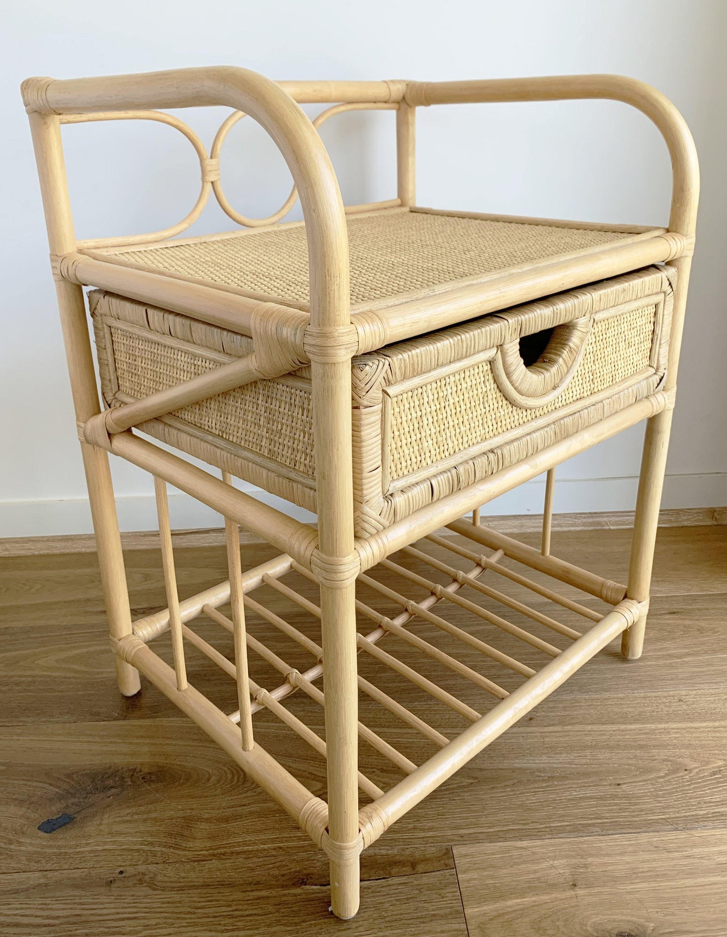 Breeze Suzane Natural Rattan One Drawer Bedside Table.