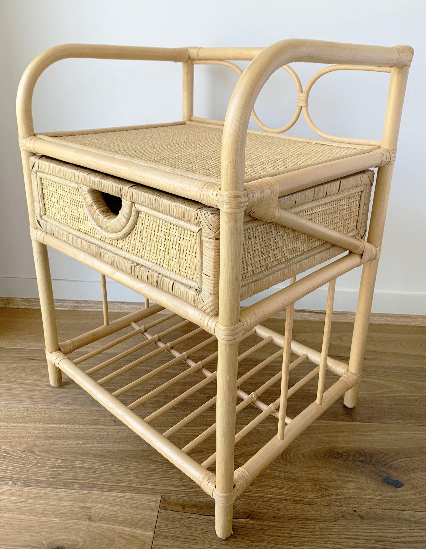 Breeze Suzane Natural Rattan One Drawer Bedside Table.