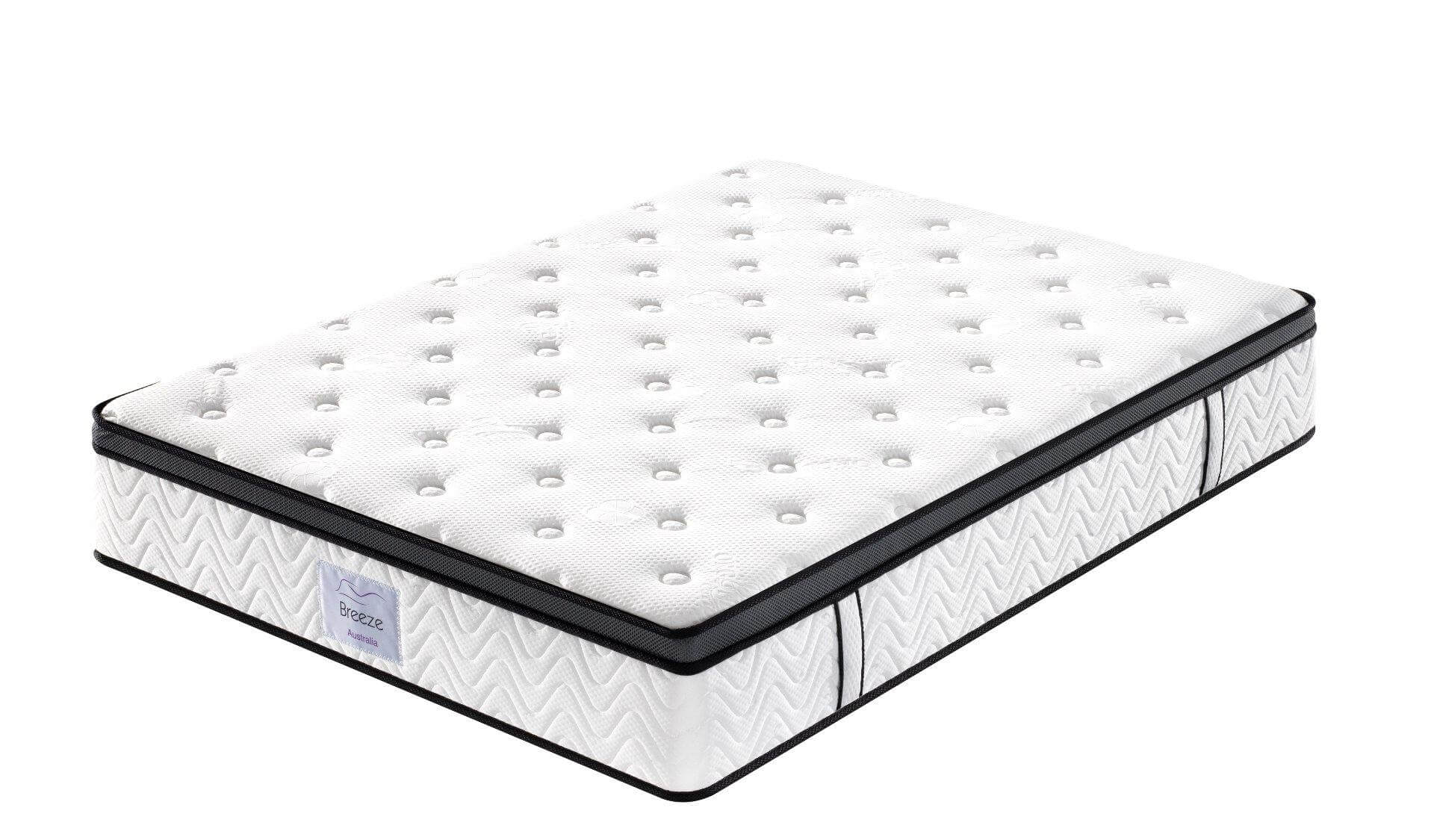 Breeze® Single / Double / Queen / King Mattress Bed Plush Memory Foam Euro Top 5 Zone Pocket Spring Organic Cotton 32cm.