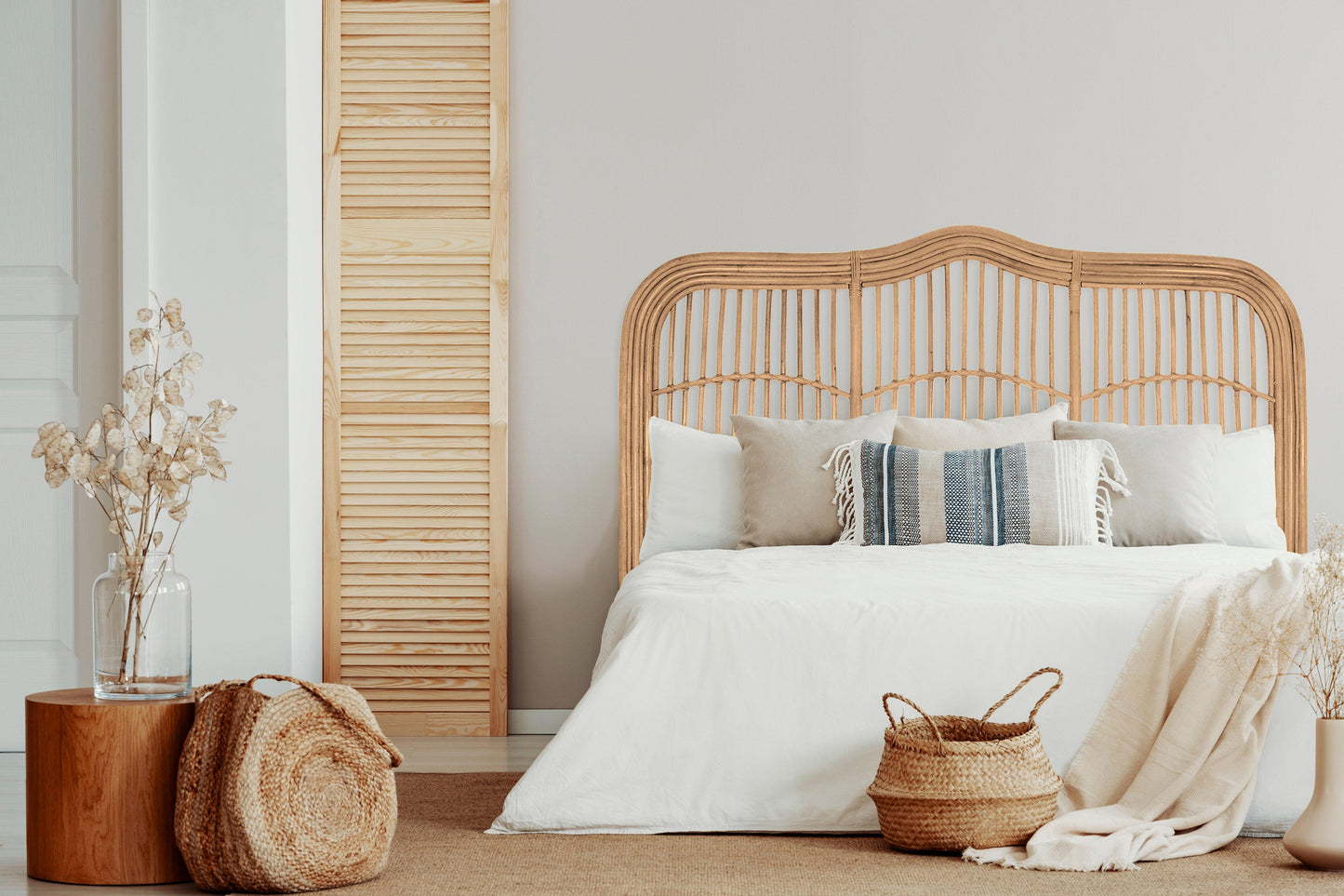 Breeze Athens Double Size Natural Rattan Headboard Bedhead - breezehomeau